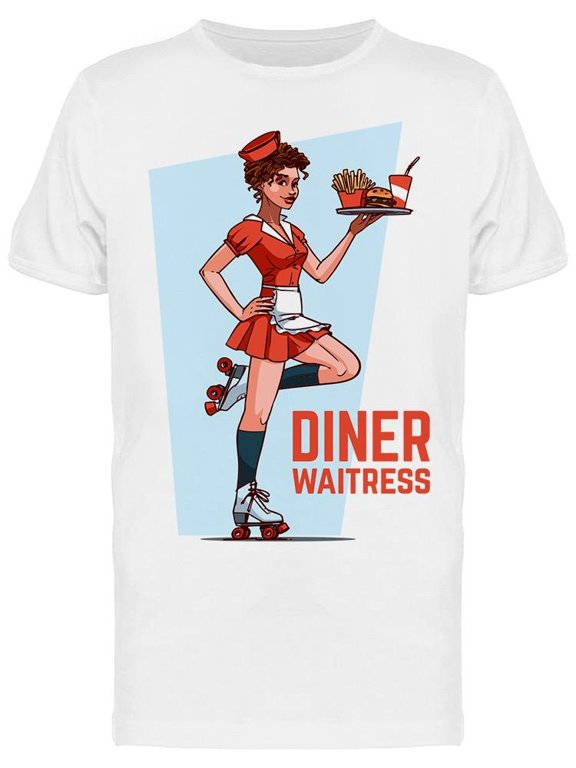 Diner Waitress T-Shirt Men -Image by Shutterstock, Male XX-Large