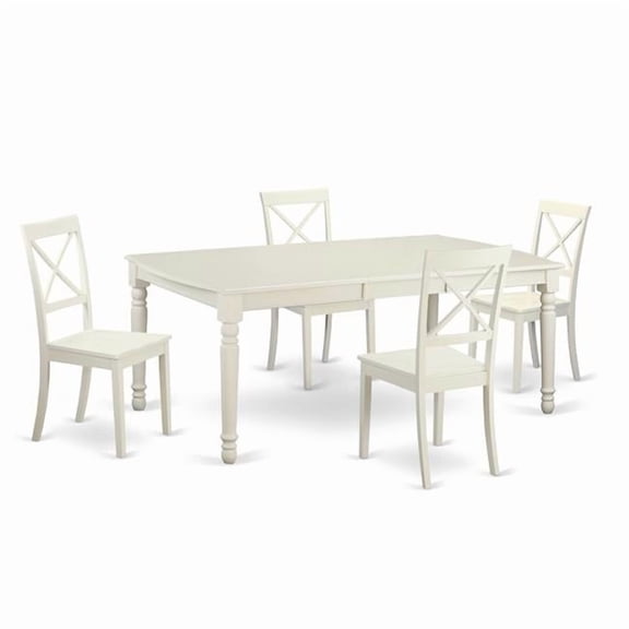 Dinette Set - Kitchen Table & 4 Chairs, Linen White - 5 Piece