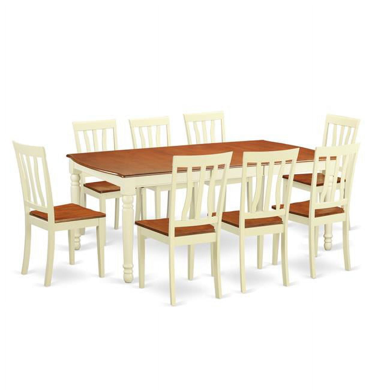 Buttermilk and Cherry 9-Piece Rubberwood Dining Set with Extension Table