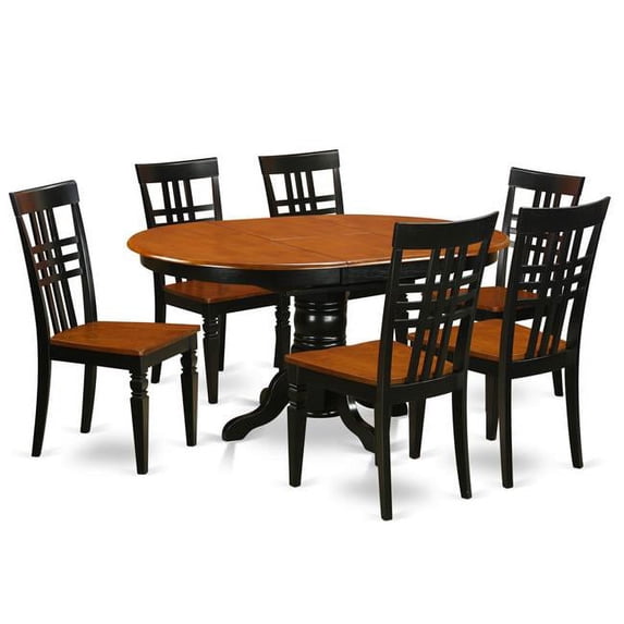 Dinette Set with One Kenley Table & 6 Chairs, Black & Cherry - 7 Piece