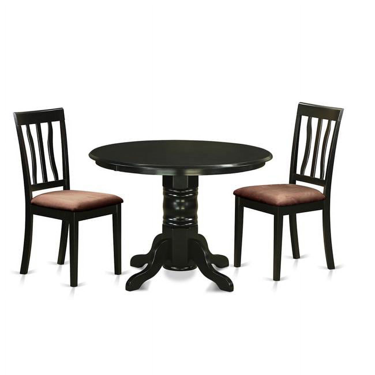 Table Set Small Kitchen Table & 2 Chairs, Black 3 Piece