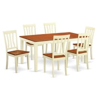 Dinette Table Set -Table And Dining Chairs-Finish:Buttermilk & Cherry,Number of Items:7,Shape:Rectangular,Style:Wood Seat