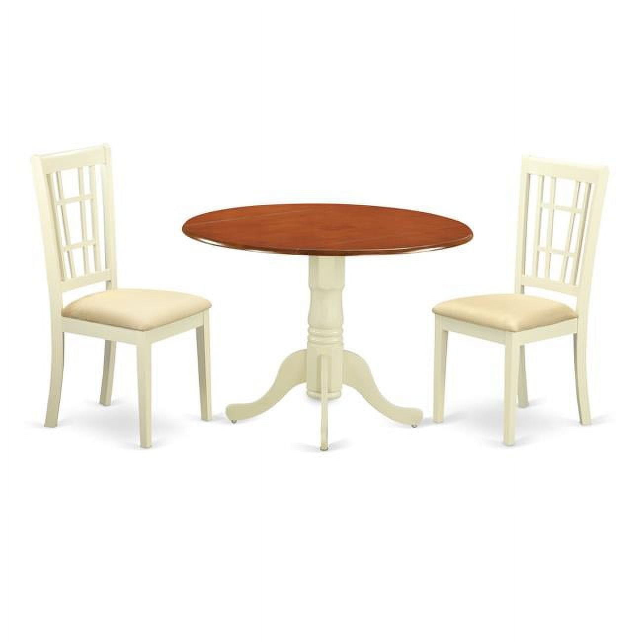 Table Set with 2 Small Kitchen Table & 2 Chairs, Buttermilk