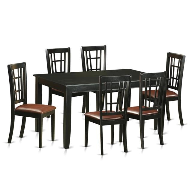 Dinette Table Set with 6 Kitchen Table & 6 Chairs, Black - 7 Piece ...
