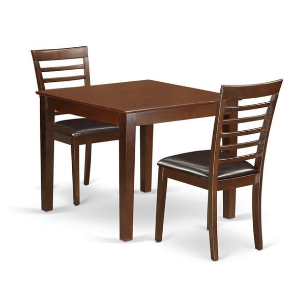 Dinette Table Set with One Oxford Dining Table & 2 Chairs, Mahogany - 3 Piece