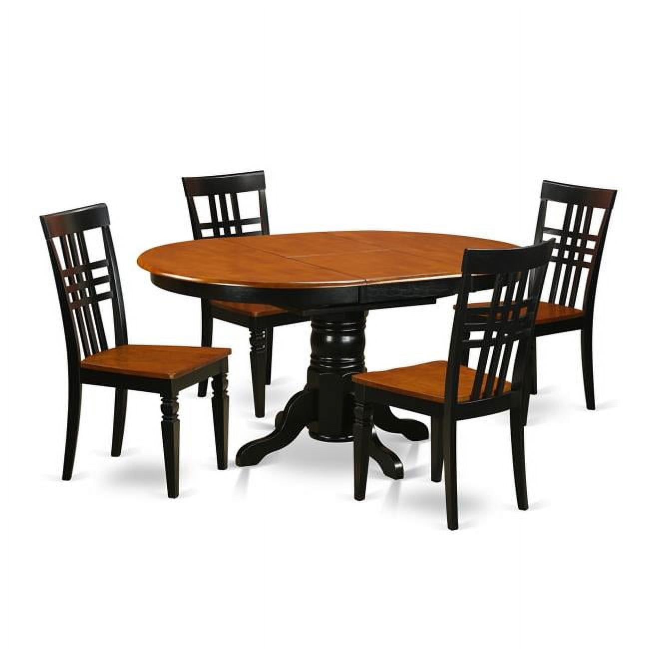 Dinette Table with Leaf & 4 Faux Leather Seat Chairs, 5 piece - Black ...
