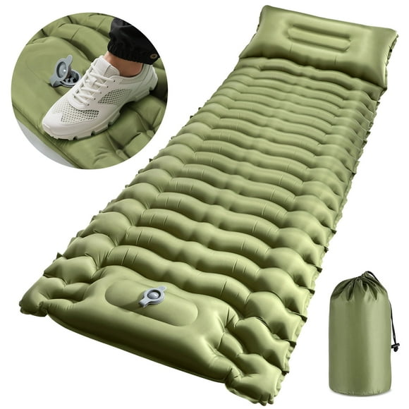 Dinfu Self-Inflating Air Mattress with Built-In Foot Pump – 5.1" Ultra-Thick Camping Sleeping Pad, Lightweight & Portable for Tents, Hiking, Beach (76.8' x 27.6')
