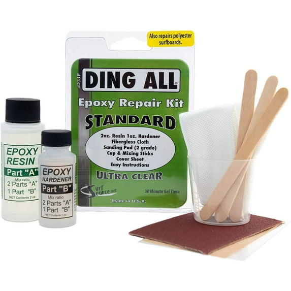 Ding All 3 Oz (84ml) Standard Epoxy Repair Kit for Epoxy and Polyester Surfboards Repairs