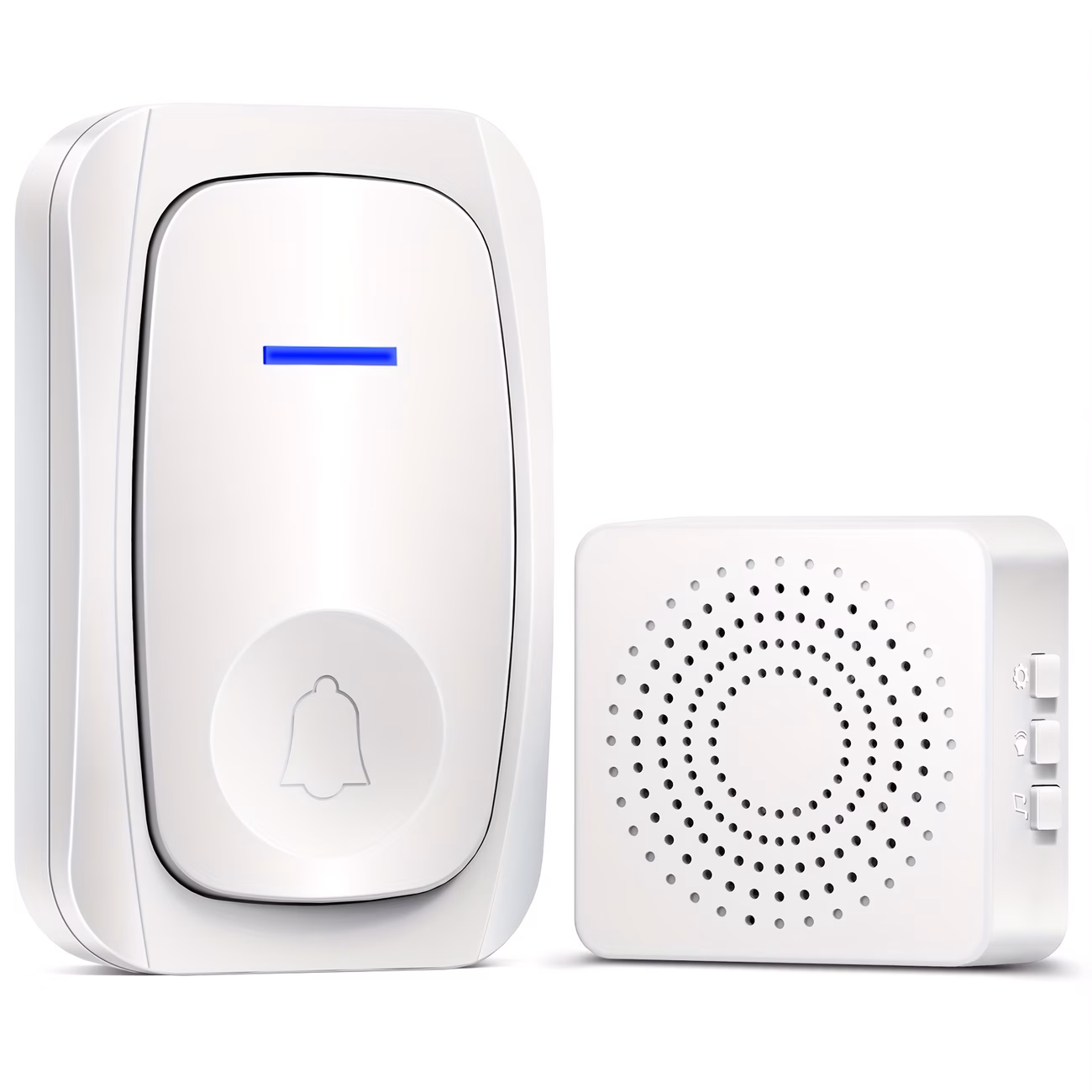DingDong Smart Doorbell 38 Ringtones 3 Volumes Self-Adhesive or Drill Mount USB Charging Button Transmitter Wide Range No Setup