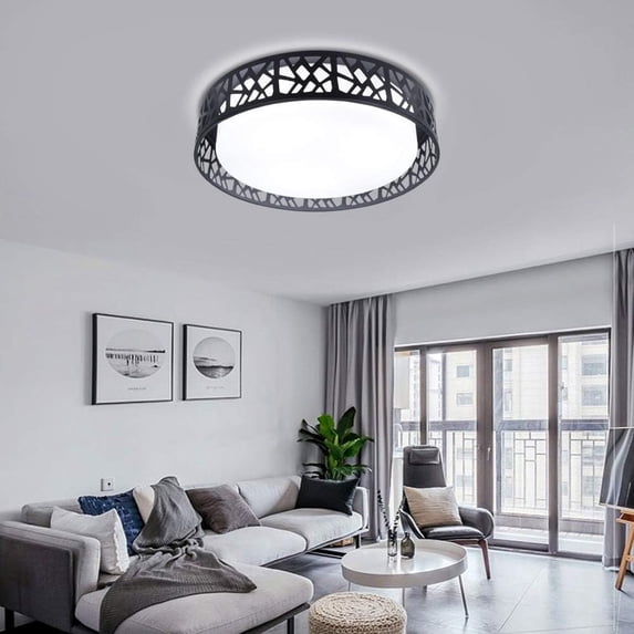 DingLiLighting 18.5" LED Modern Ceiling Light with Remote Black Flush Mount Light Fixture Dimmable for Living Room Bedroom Kitchen Dining, 3 Color Changeable