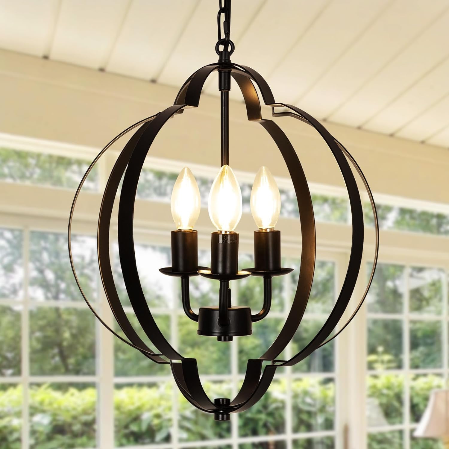 DingLiLighting 3 Light Black Chandelier Ceiling Light Farmhouse Pendant ...