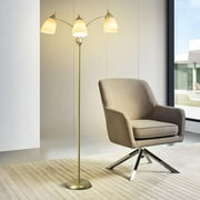 DingLiLighting 3 Light Modern Tree Floor Lamp with Adjustable Gooseneck Arms, LED Tall Reading Standing Lamp for Living Room, Bedroom, Gold, E26 Socket