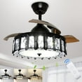 thumbnail image 1 of DingLiLighting 42'' LED Crystal Ceiling Fan with Light, Industrial Ceiling Fan Lighting with Retractable Blades, 3 Color, Adjustable, 3 Wind Speeds, Timing, Black, 1 of 9
