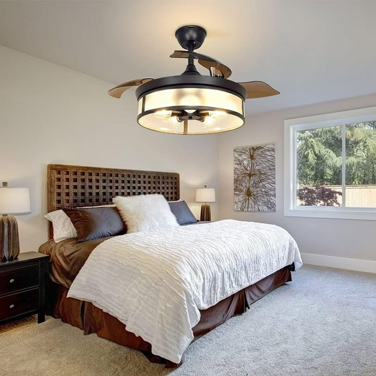 LEDIARY 42-inch Flush Mount Ceiling Fan With Lights & Remote – Quiet Reversible DC Motor, 3 CCT (3000/4500/6000K), 6 Speeds, Timer – Low Profile For Bedroom, Living Room, Patio (Black)