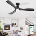 thumbnail image 1 of DingLiLighting 52-Inch Ceiling Fan with Lights: Black Flush Mount Ceiling Fan with Remote APP Control - Low Profile 3-Blade Fans for Indoor Outdoor 24W 3CCT Dimmable Timer DC Motor, 1 of 9