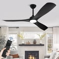 thumbnail image 1 of DingLiLighting 52" Modern Indoor Outdoor Ceiling Fan with Light LED Dimmable Remote,5-Speed Industrial Ceiling Fan for Patio Exterior House Porch livingroom bedroom, Black,3-Blade,Timing, 1 of 8