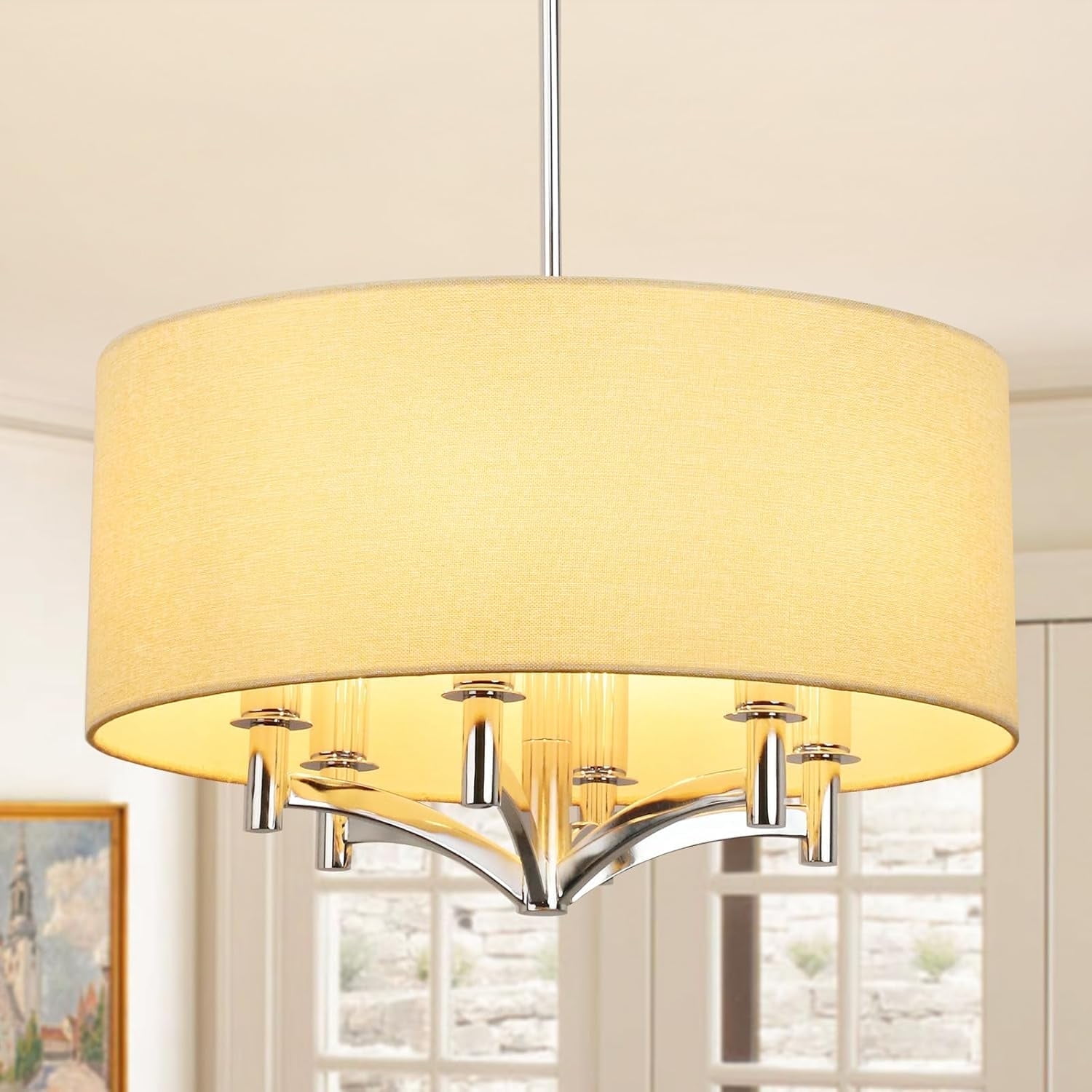 DingLiLighting 6 Light Flush Mount Ceiling Light Drum Pendant Light ...