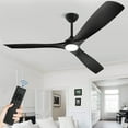 thumbnail image 1 of DingLiLighting 60" Ceiling Fan with Light Remote Control, 3-blade Black Ceiling Fan,Indoor Outdoor Wood Ceiling Fan for Farmhouse,Living Room, Bedroom, Porch,Patios, 1 of 8