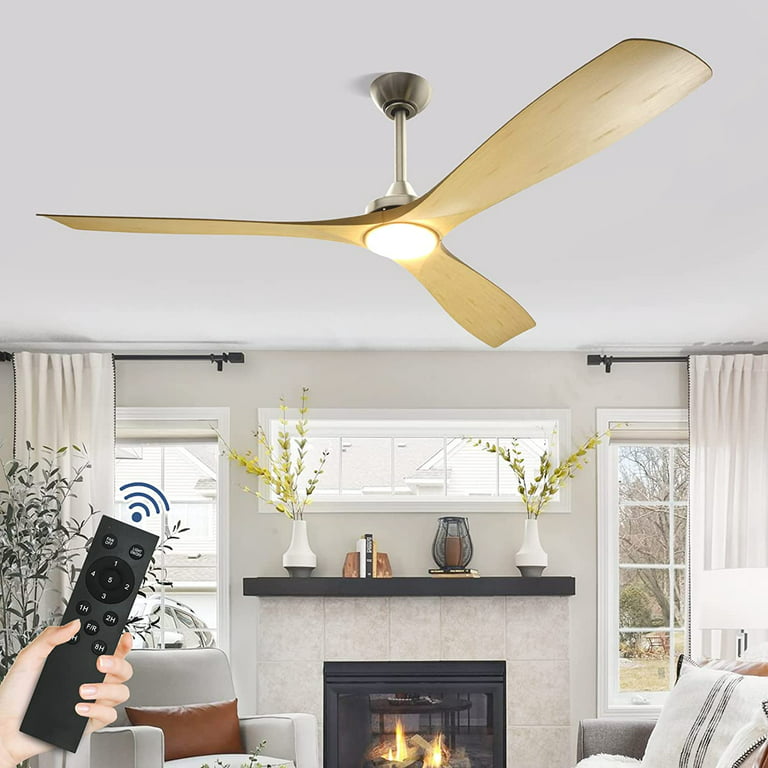 Dinglilighting 60 Ceiling Fans With Lights Remote Control 3 Blade Wood Fan Indoor Outdoor For Living Room Farmhouse Porch Patios Com