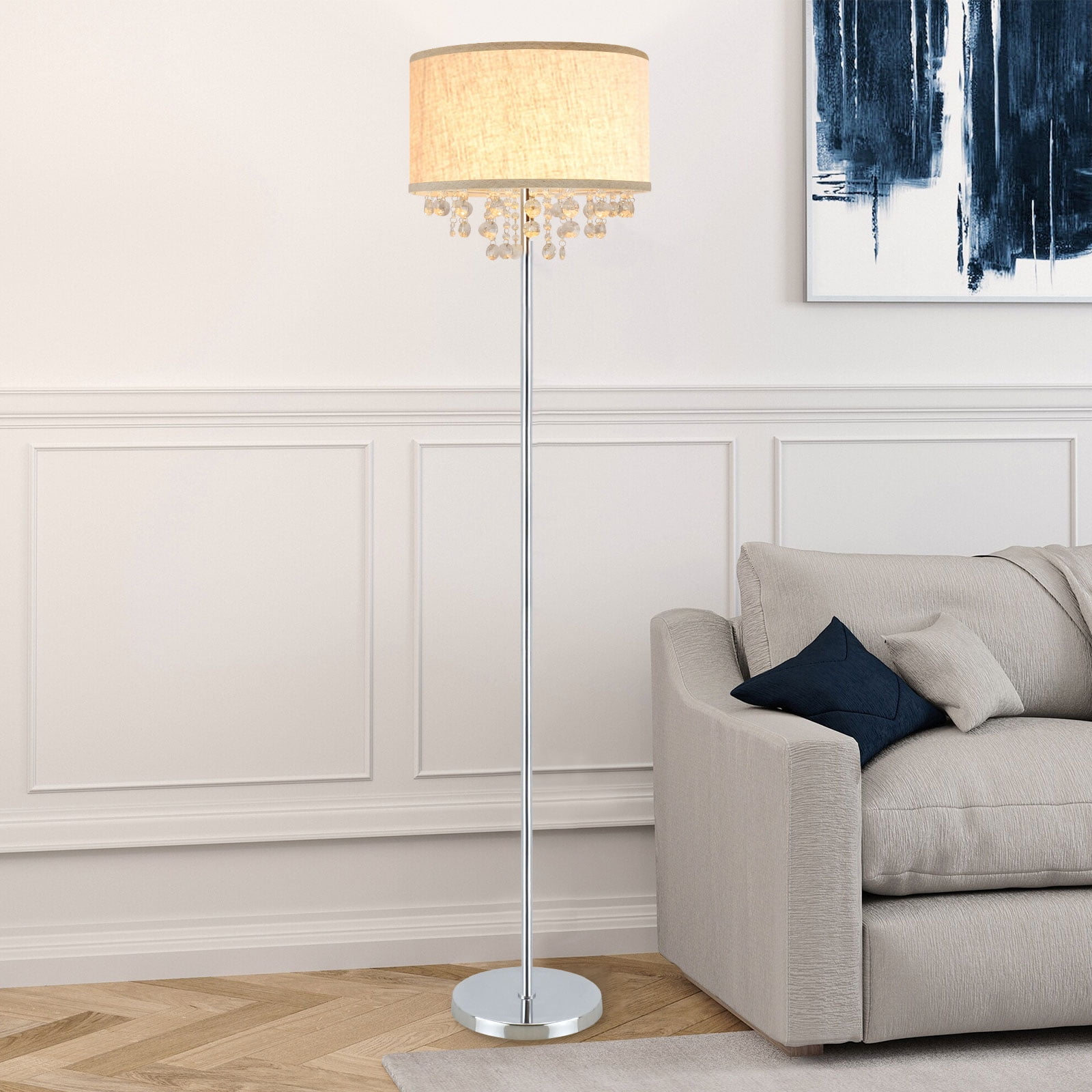 DingLiLighting Crystal LED Floor Lamp for Living Room, Modern Standing ...