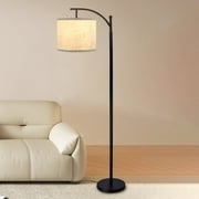 DingLiLighting Black Arc Floor Lamp LED Modern Floor Lamp Standing Reading Light White Lamp Shade for Living Room Bedroom Office Study, Bulb included