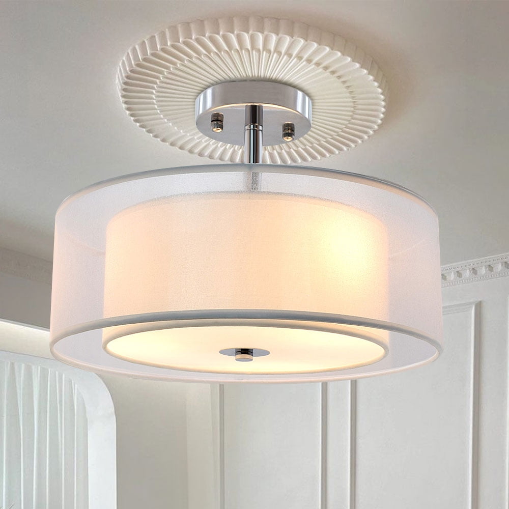 Semi flush mount online drum light
