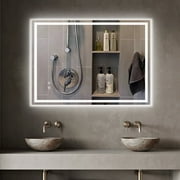 DingLiLighting Wall Mounted Mirror Lighted LED Vanity Mirror Bathroom Mirror Anti-fog IP54 Waterproof Mirror, Dimmable 3 Color, Energy Saving