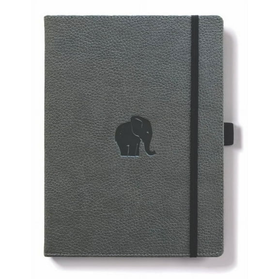 Dingbats A4+ Wildlife Grey Elephant Notebook - Dotted