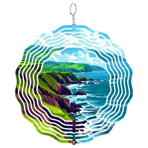Dingle Peninsula Ireland View 3D Wind Spinner Kinetic Hanging Yard Art Outdoor Garden Decor Kerry Coast Gift