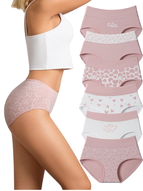 Womens Cotton Underwear 6-Pack,Full-Coverage Brief Panties, Mid Rise Breathable Briefs For Women, Size 6