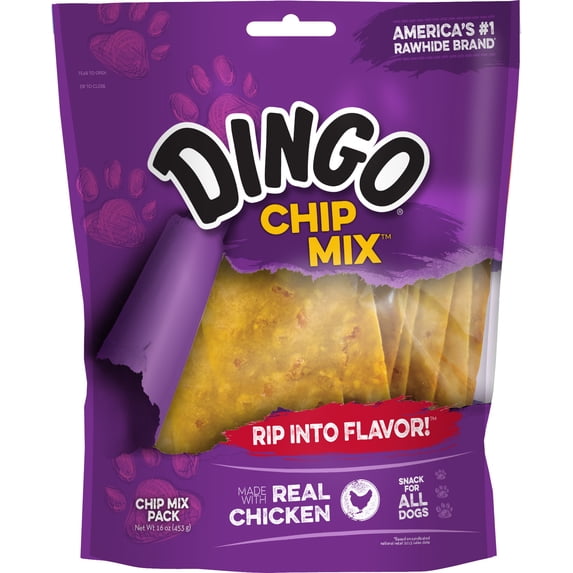 Dingo Chip Mix Rawhide Chews With Chicken for Dogs, 16 oz
