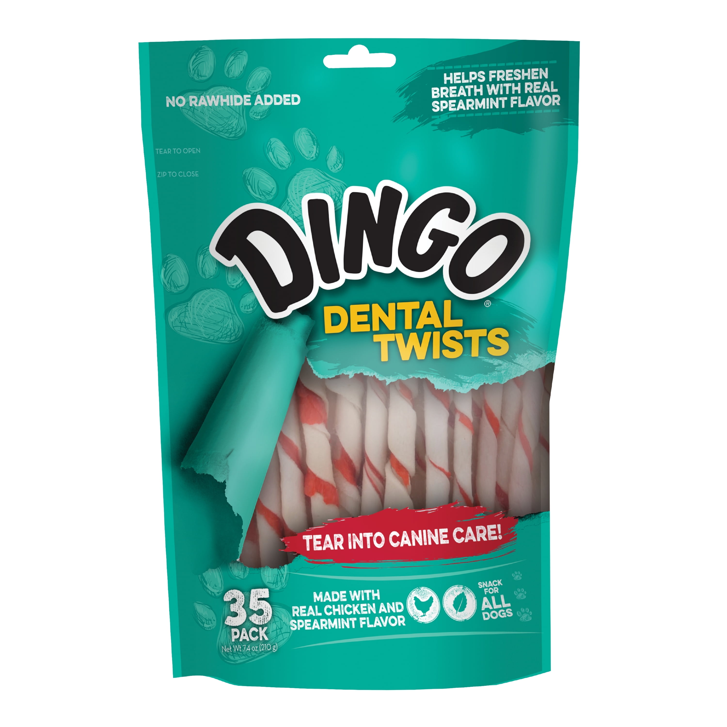Dingo Dental Twists Dog Chews 35 Count Natural Chewing Action