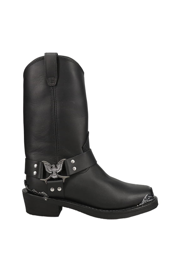 Mens Chopper Pull On Square Toe Motorcycle Mid Calf Boots