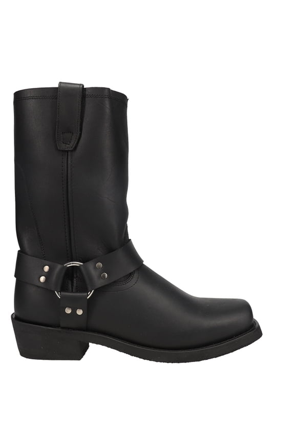 Mens Dean Harness Square Toe Pull On Motorcycle Cowboy Mid Calf Boot