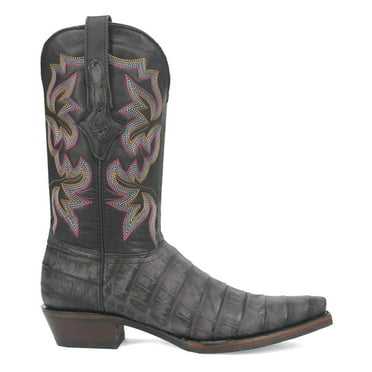 Dingo Mens Gator Embroidered  Print Snip Toe Cowboy  Mid Calf Boots