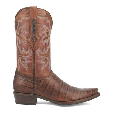 Dingo Mens Gator Embroidered  Print Snip Toe Pull On Cowboy  Mid Calf Boots