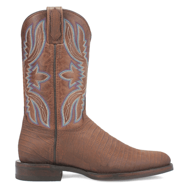 Dingo Mens Saw Buck Embroidered Lizard Print Round Toe Cowboy  Mid Calf Boo