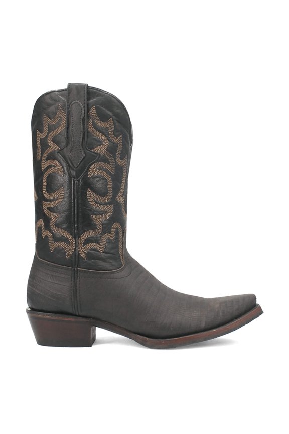 Mens The Duke Embroidered Lizard Print Snip Toe Cowboy Mid Calf Boot