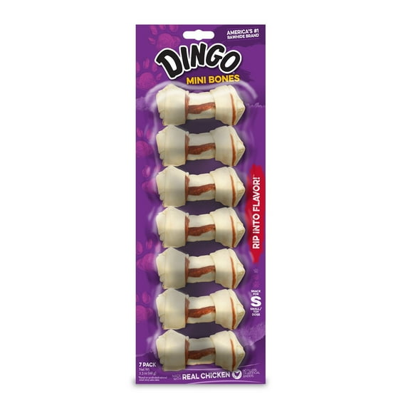 Dingo Rawhide Mini Bones for Small Dogs, 7-Count, 2.3-Ounce