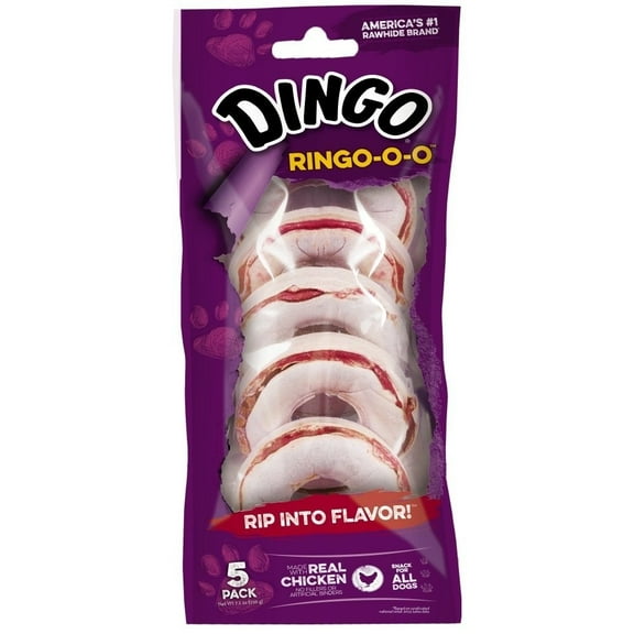 Dingo Ringo-O-O Rawhide Chew for All Dogs, 5 Count