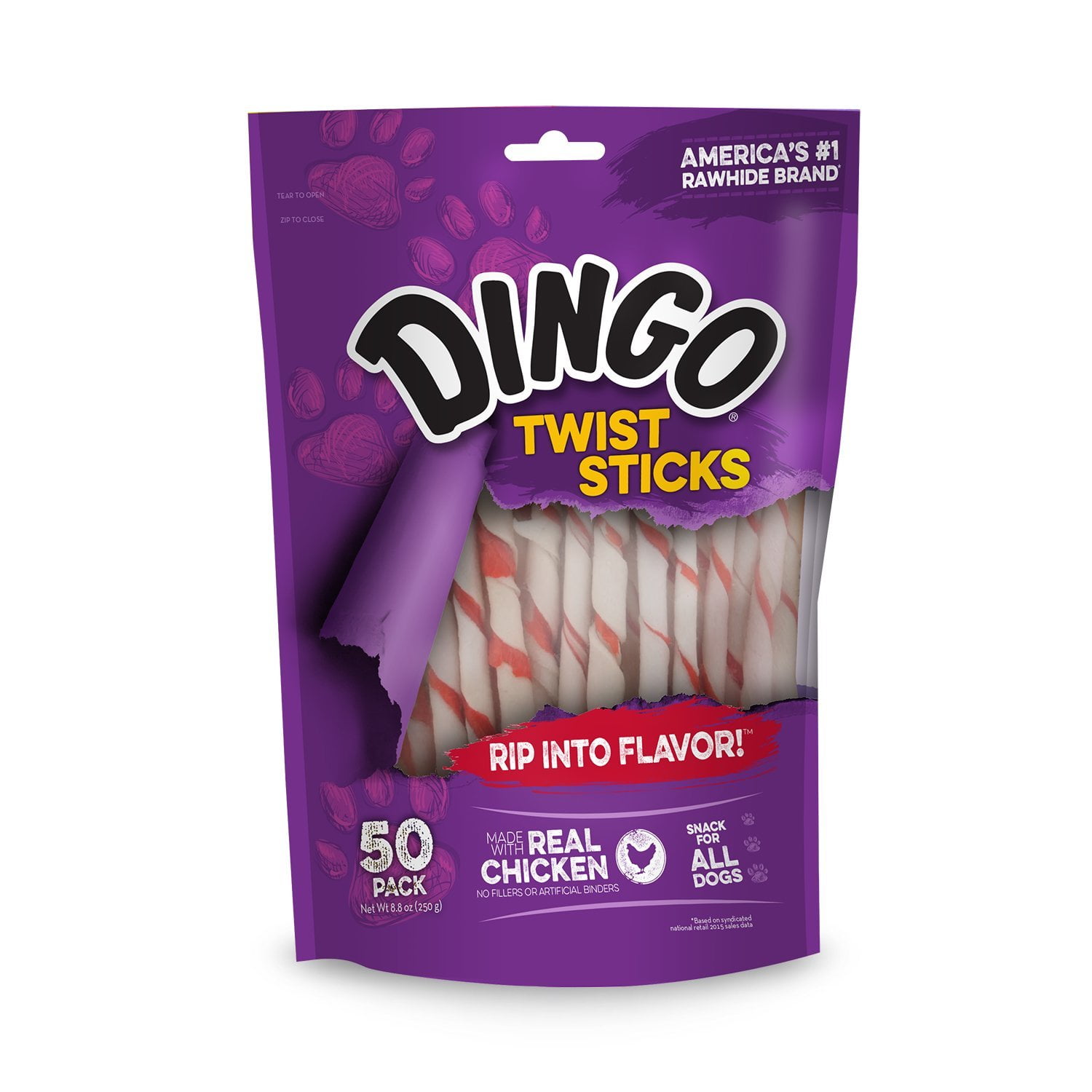 Dingo Twist Sticks Real Chicken Chew for Dogs 50 count Walmart