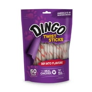 Dingo Twist Sticks 50 Count, Rawhide For Dogs, Made With Real Chicken