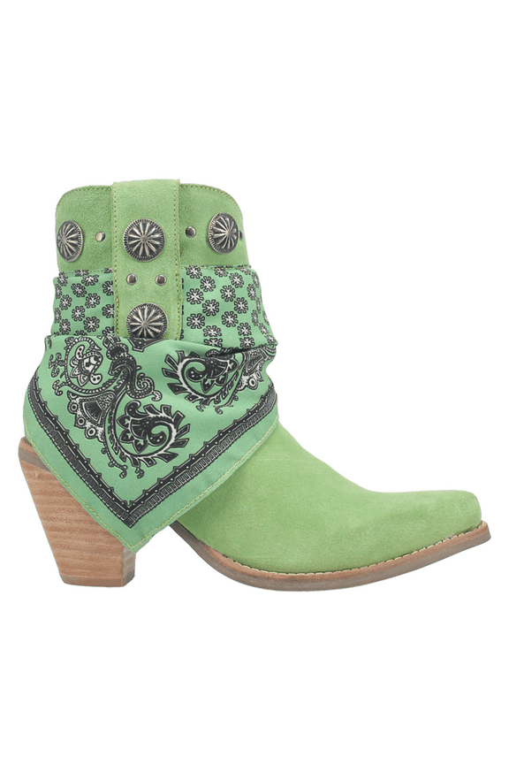 Womens Bandida Paisley Studded Round Toe Cowboy Ankle Boots