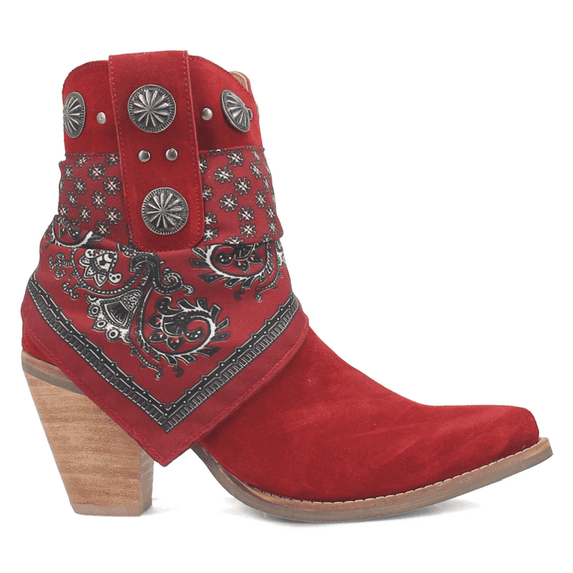 Dingo Womens Bandida Paisley Studded Round Toe Zippered Cowboy Ankle Boots