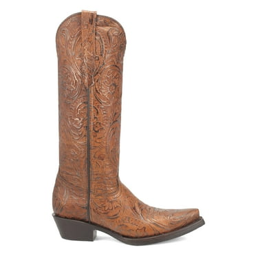 Dingo Womens Bellona Embossed Snip Toe Pull On Cowboy  Tall Boots