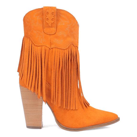 Dingo Womens Crazy Train Fringe Embroidery Pointed Toe Zippered Cowboy Ank