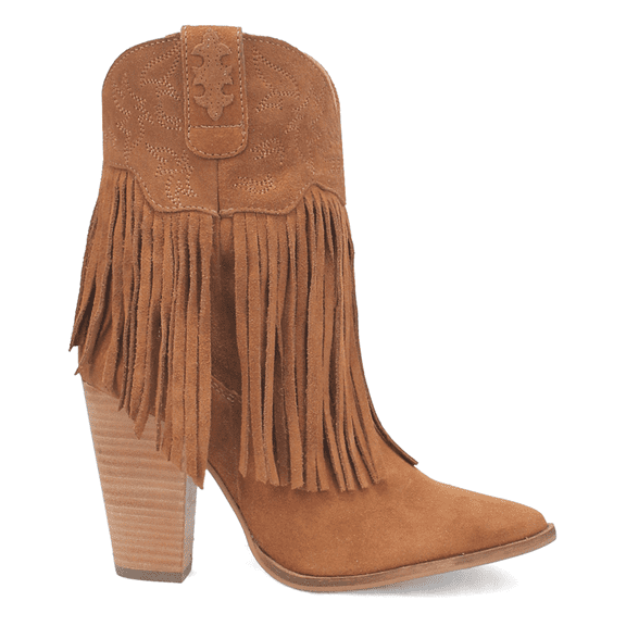 Dingo Womens Crazy Train Fringe Embroidery Snip Toe Cowboy  Ankle Boots