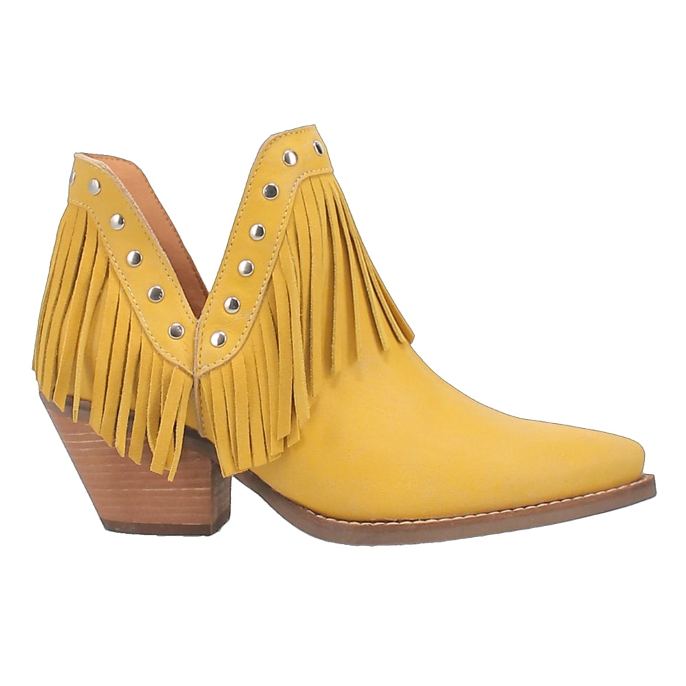 Dingo Womens Fine N Dandy Fringe Studded Snip Toe Cowboy Ankle Boots