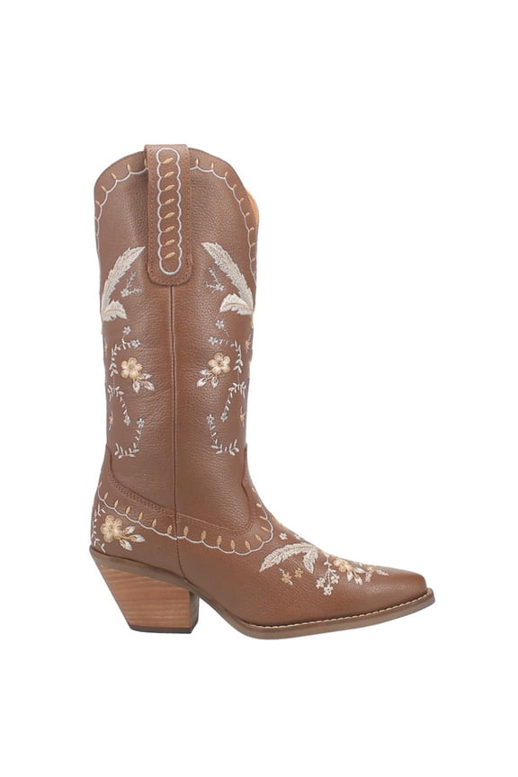 Womens Full Bloom Floral Round Toe   Casual Boots   Knee High Mid Heel 2-3"