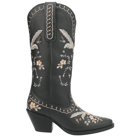 Dingo Women's Full Bloom Western Boot Round Toe Black 7 1/2 M  US